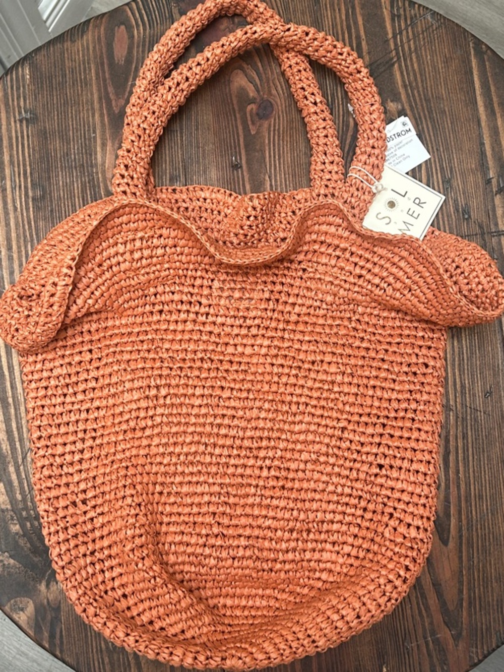 NWT Handwoven Crochet Tote Bag in Terracotta Orange by Sol & Mer